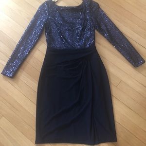 Lauren Ralph: Blue Sequin scoop neck dress: 8.
